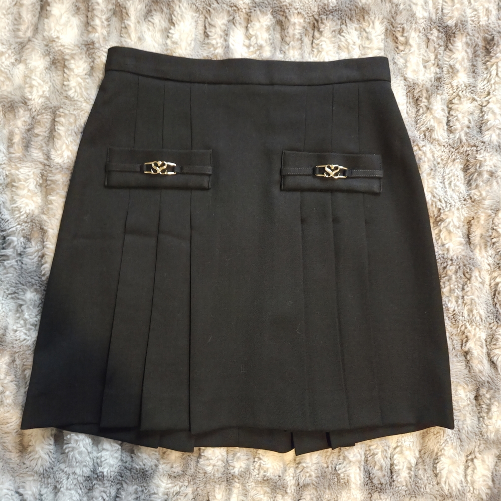Sandro Black Mini Skirt with Gold Details